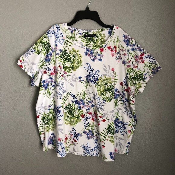 Marks & Spencer Size US XXL 100% Cotton Floral Tee - Picture 1 of 5